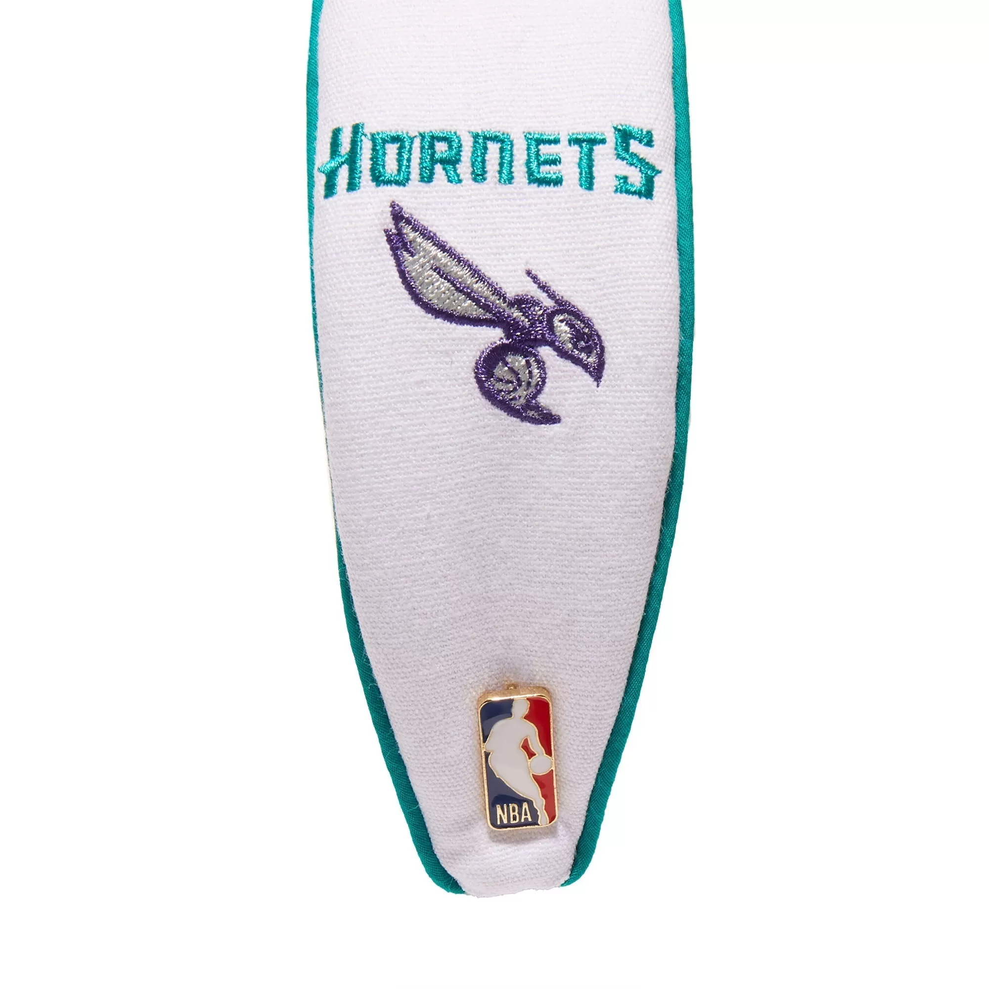 WHITE CHARLOTTE HORNETS EMBROIDERED KNOTTED HEADBAND