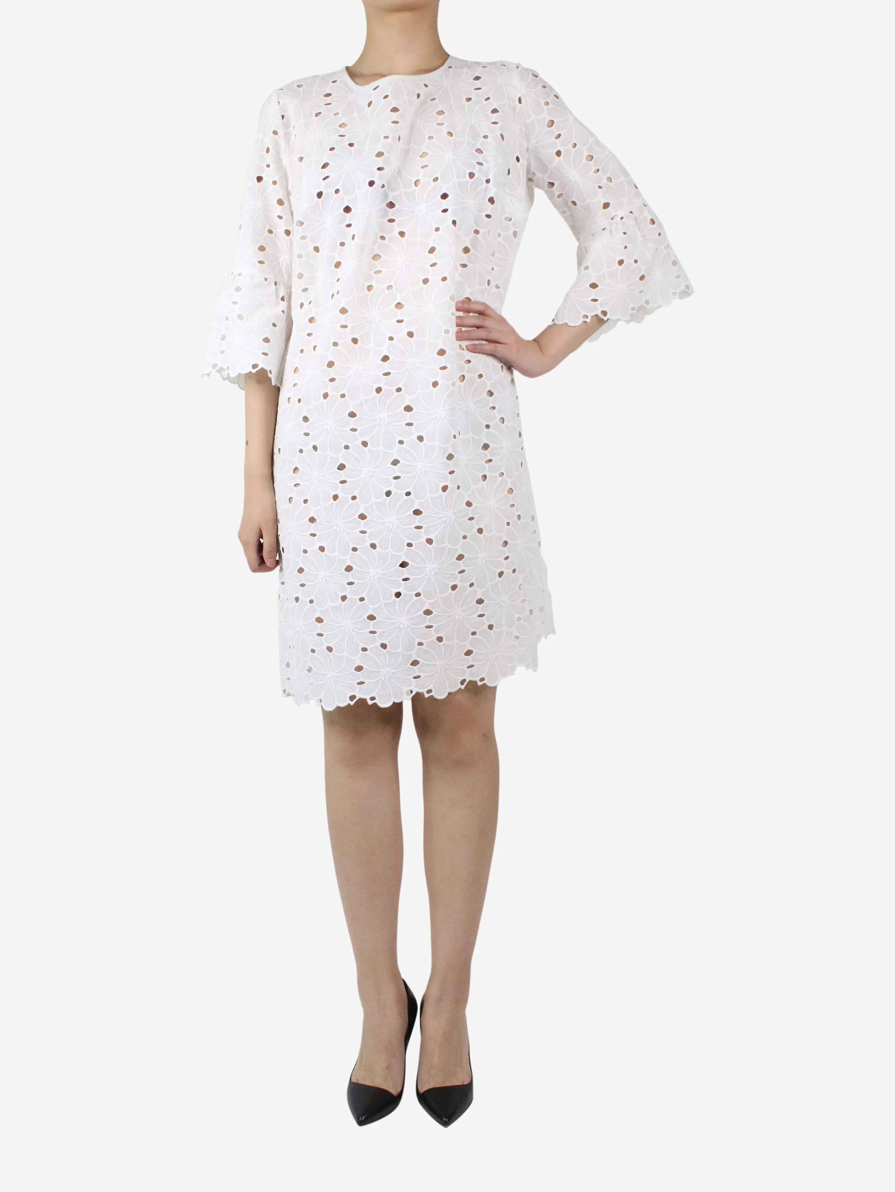 White embroidered dress - size UK 10