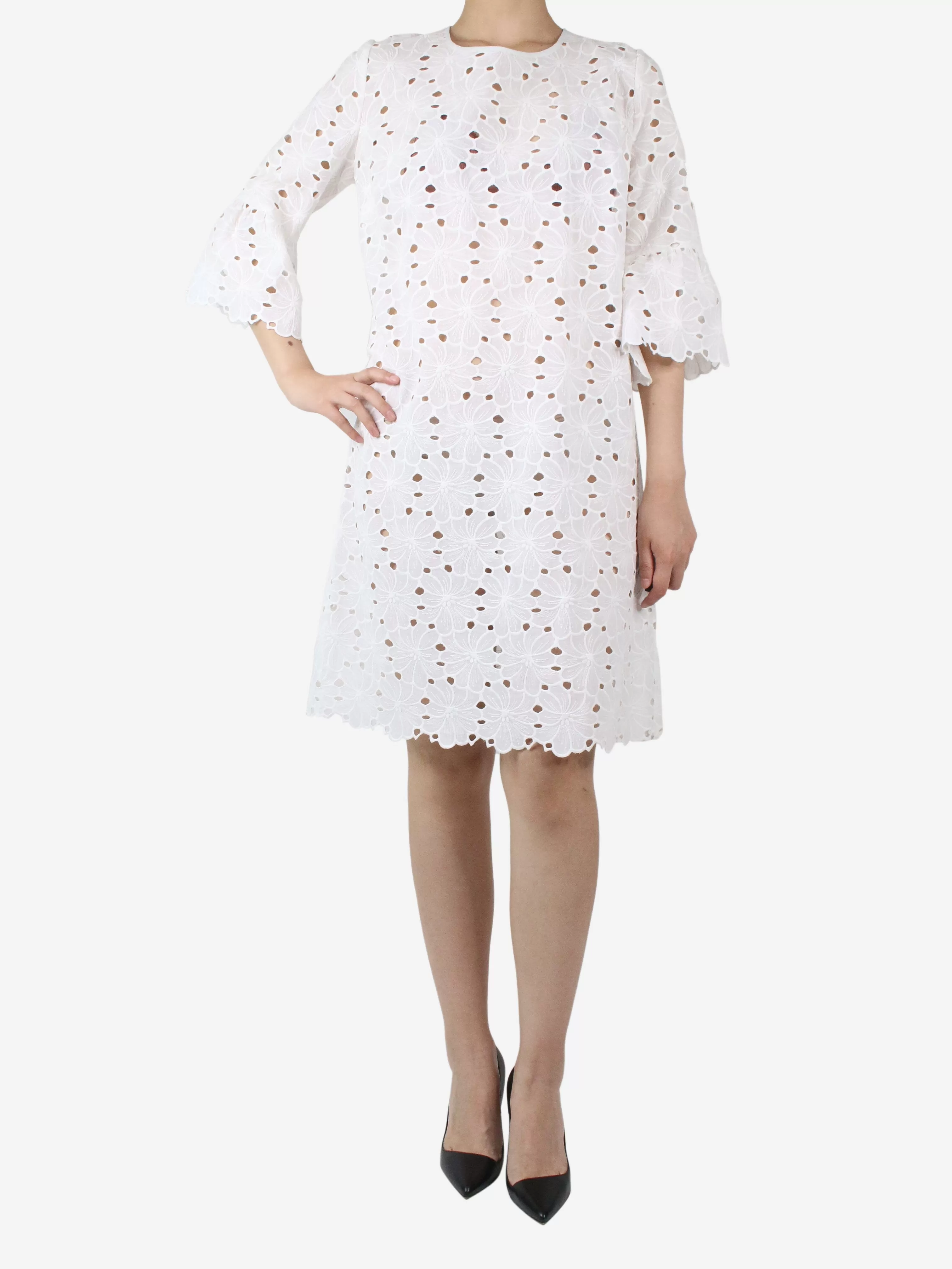 White embroidered dress - size UK 10