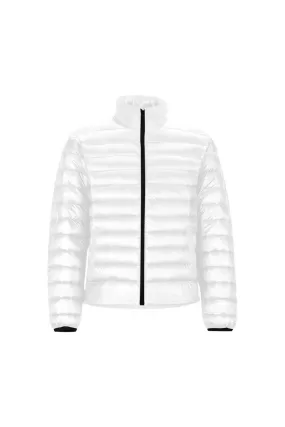 White Unisex Stand Collar Padded Jacket