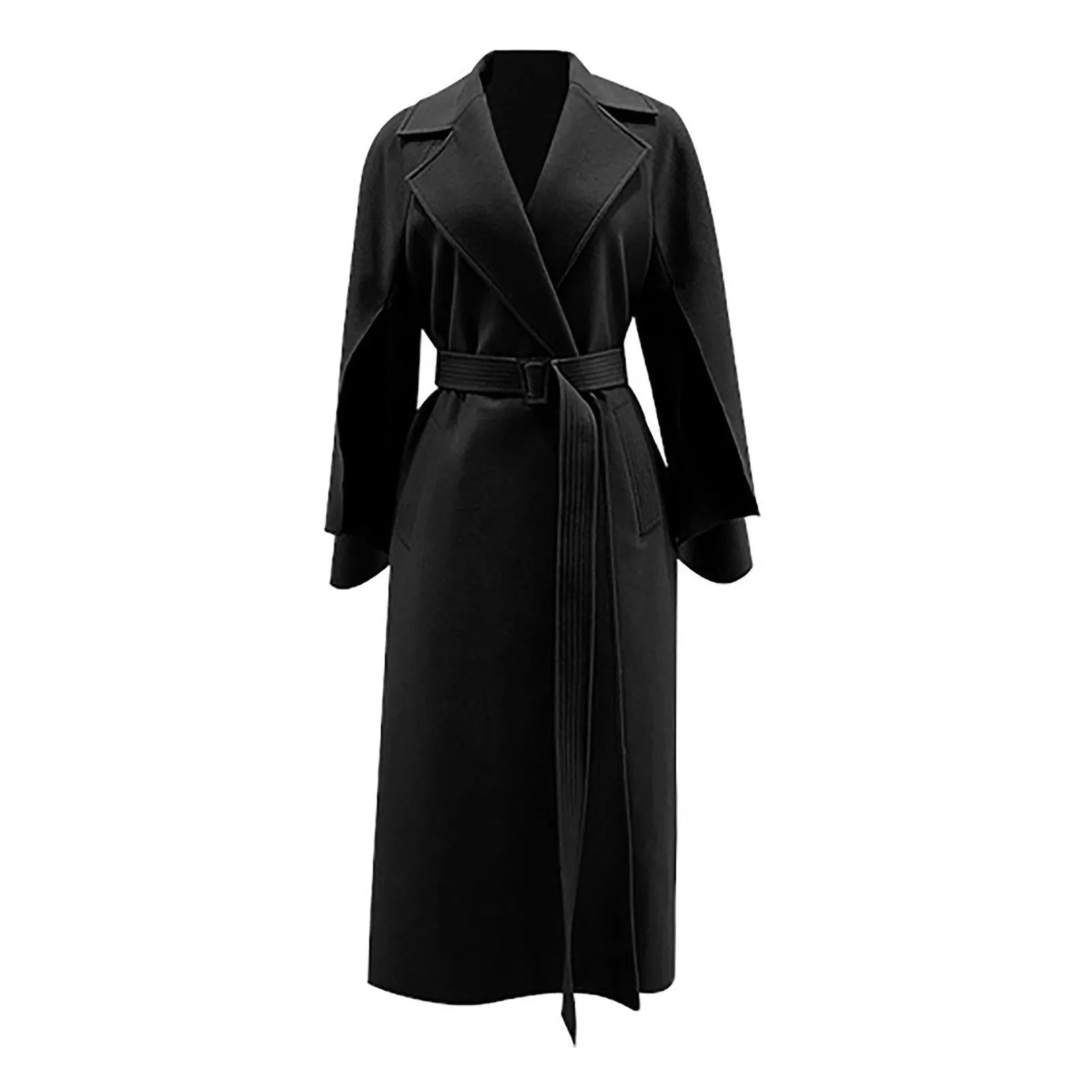 Women Black Wool Coat winter woolen cloak coat Fall Wool Long Coat Oversize Wool Cape Overcoat Outerwear Black Wool Long Trench Coat