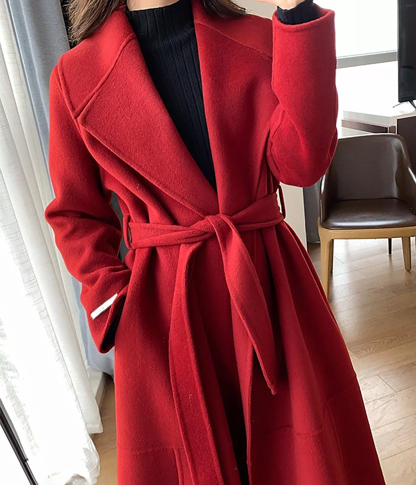 Women Wine Wool Long Coat,Double Faced Wool Overcoat,Wrap Wool Coat,Beige Long Wool Coat,Warm Winter coat,Woolen Coat Outerwear,Wedding Coat