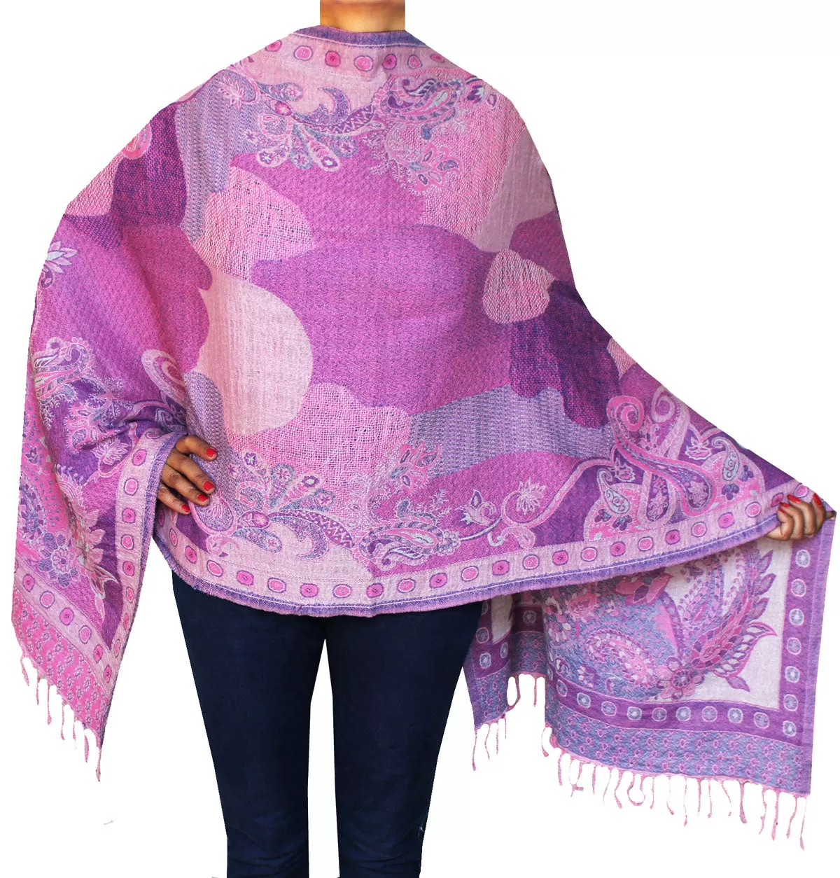 Womens Boiled Wool Shawl Wrap Gift India Clothes (76 x 28 inches)