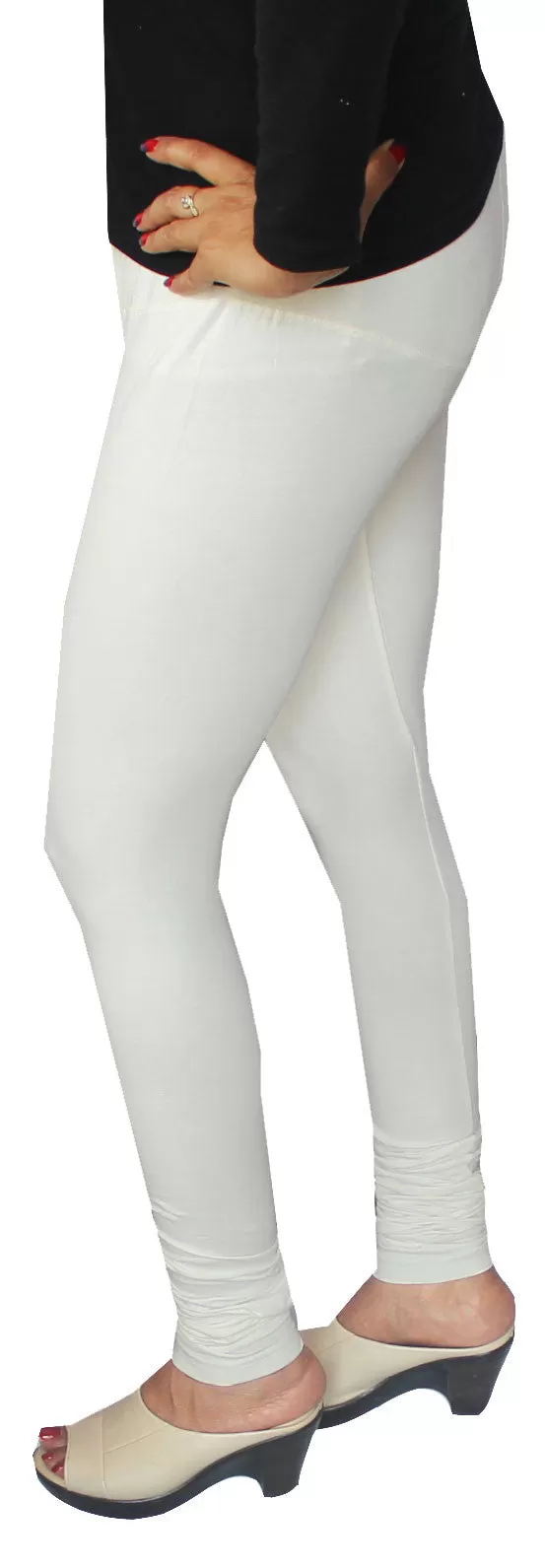 Womens Churidar 4 Way Stretchable Leggings India Clothing Bottoms (Cream)