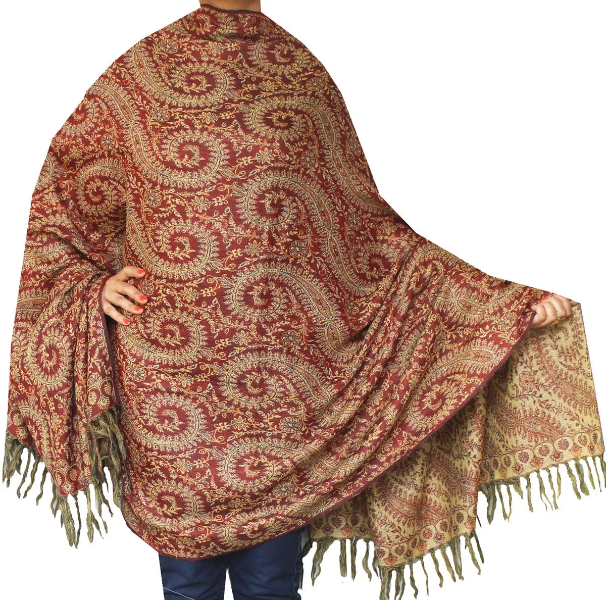 Womens Paisley Wool Shawl Wrap Gift India Clothes (82 x 42 inches)