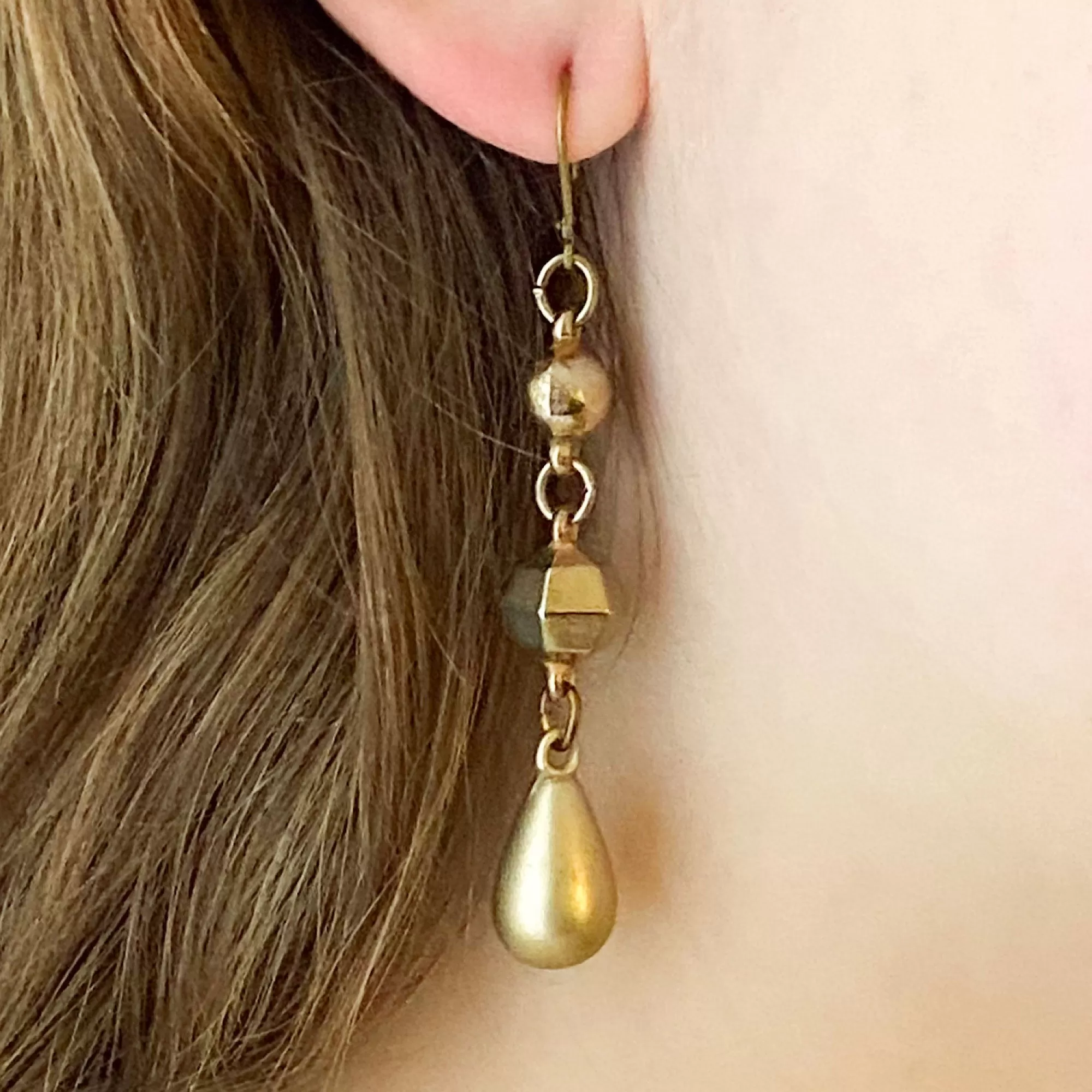 XENA lightweight bronze drop earrings